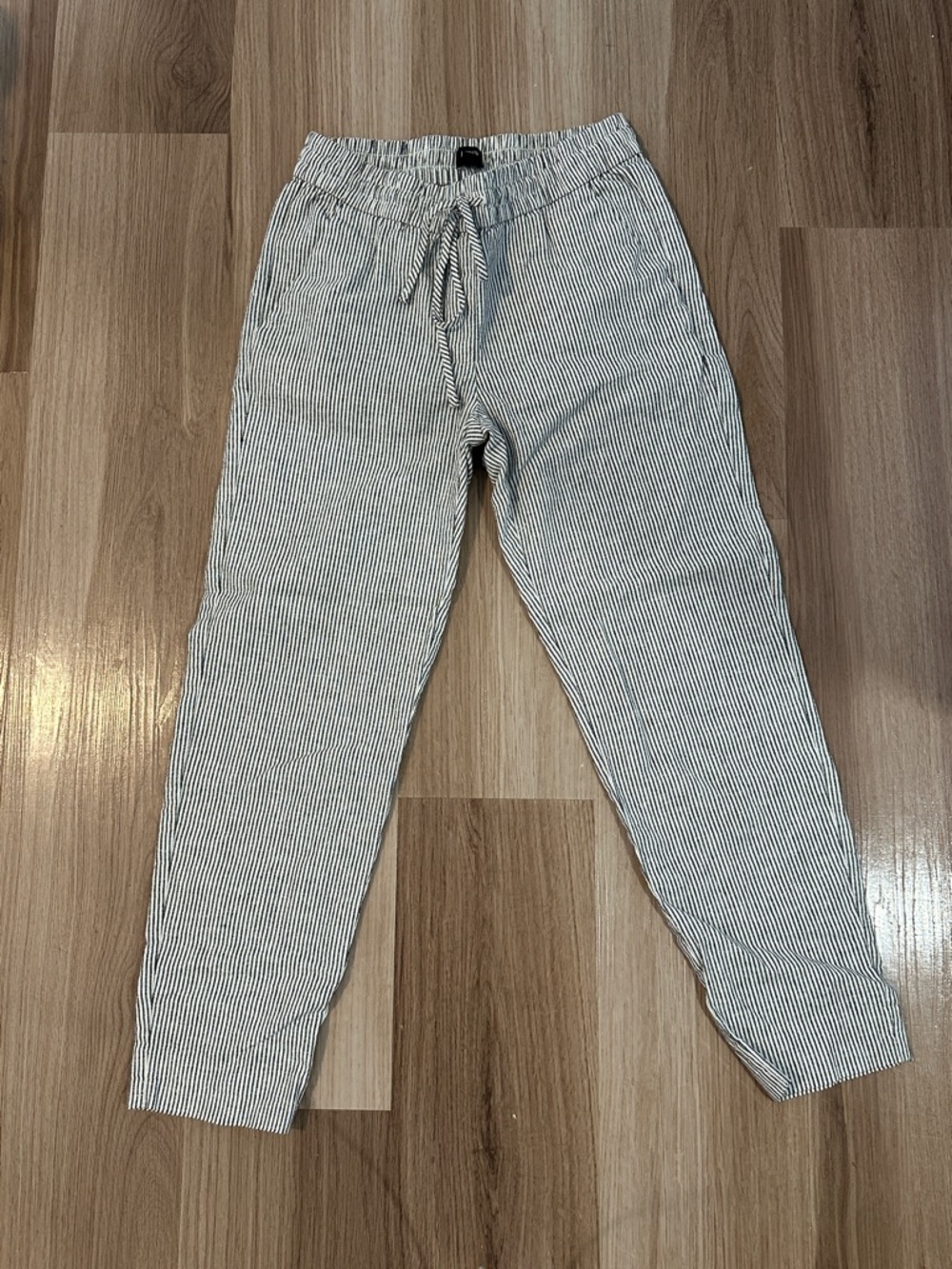 J. Crew Black & White Striped Drawstring Joggers
